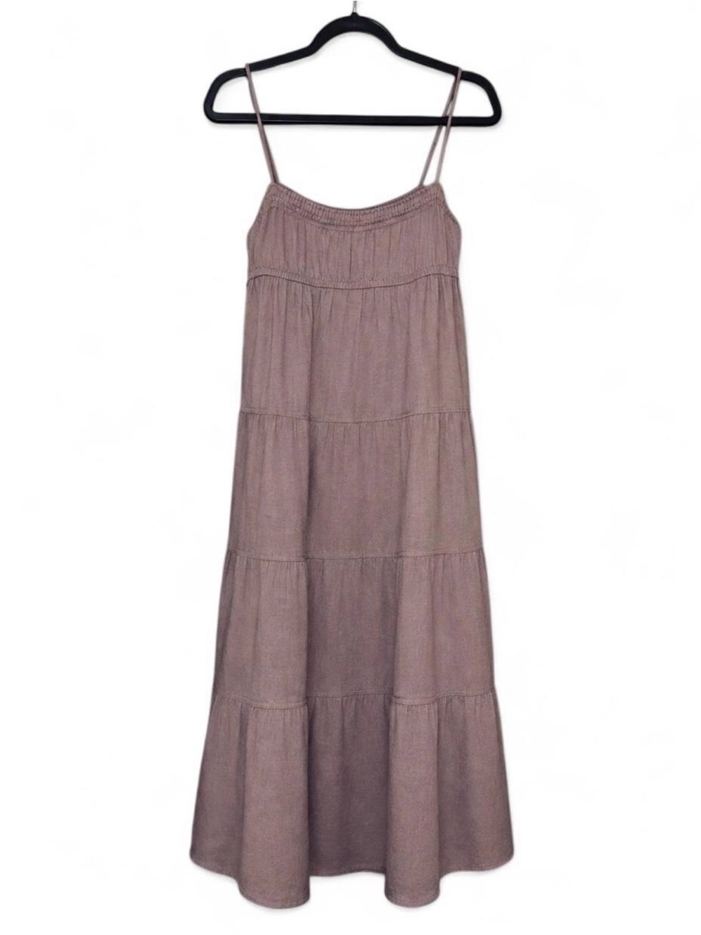 Little Moon Brown Tiered Maxi Dress Size Small Adjustable Straps Boho